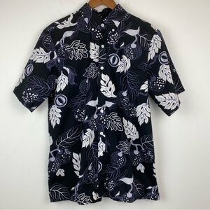 Avanti Hawaii size Large Men’s Fruit Of Life Black Button Down Hawaiian Shirt